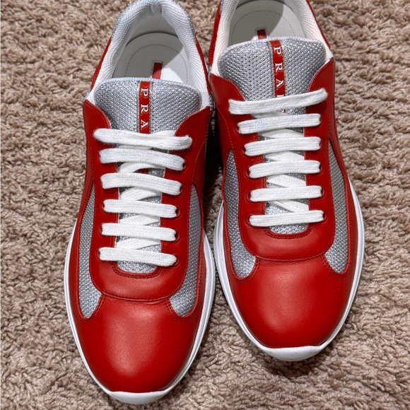 Prada Men's Red Americas cup Sneakers